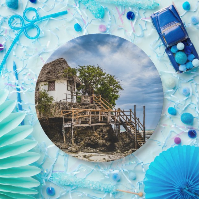 Malerisches Haus auf einem tropischen Korallenriff Pappteller (Party)