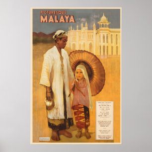 Malerisches Malaya Malaysia Kuala Lumpur Vintage Poster