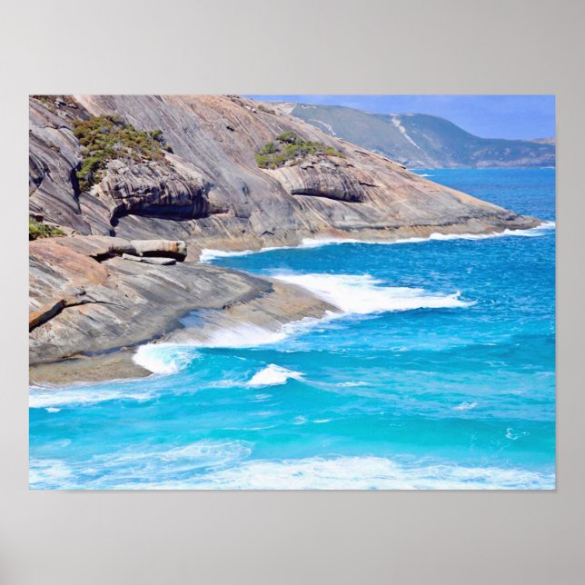 Malerisches Seascape Gentle Waves Cliffs Foto Poster (Vorne)