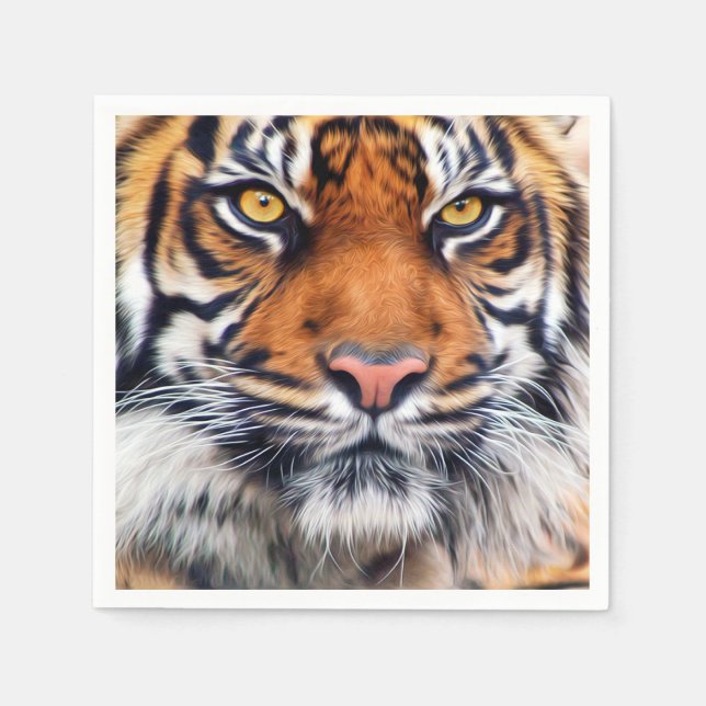 Malerisches Siberisches Tiger-Paint-Foto Serviette (Vorderseite)