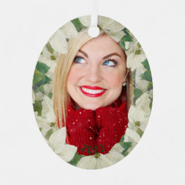 Malerisches Soft Poinsettia Garden Foto Holiday Ornament Aus Metall