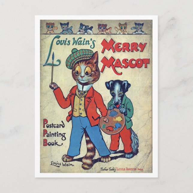 Malerkatze, Louis Wain Postkarte (Vorderseite)