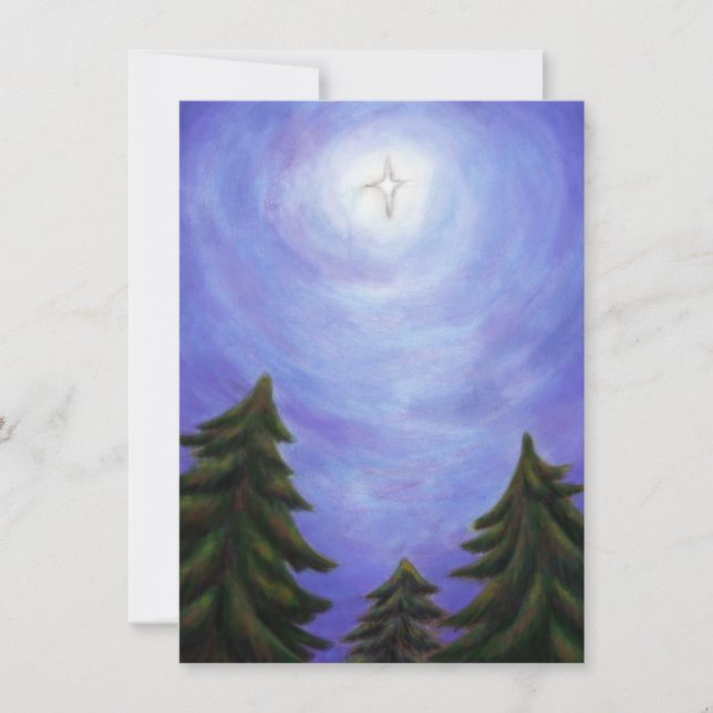Malerkunst Weihnachtsstar in Tannenwald Einladung (Vorderseite)