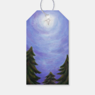 Malerkunst Weihnachtsstar in Tannenwald Geschenkanhänger