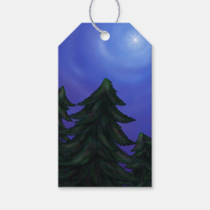 Malerkunst Weihnachtsstar in Tannenwald Geschenkanhänger