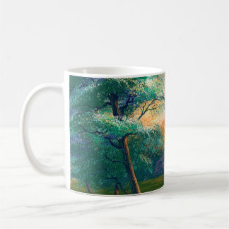 Malerlandschaft für digitale Kunst, Fluss im Frühl Kaffeetasse