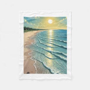Malersiche Strandsonne Untergangsdecke Fleecedecke