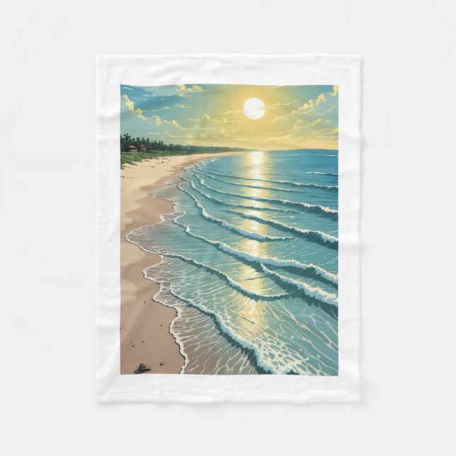 Malersiche Strandsonne Untergangsdecke Fleecedecke (Vorderseite)