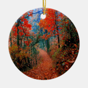 Malerwald Herbstflame Wasserfarben Ornament