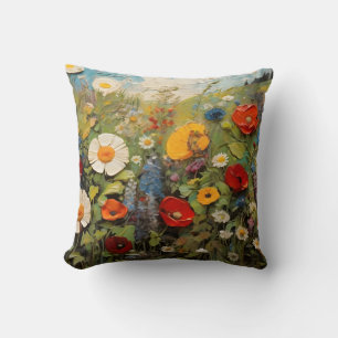 Malerwiese mit bunten Blume Kissen