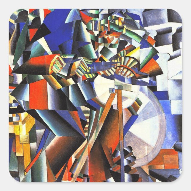 Malevich Kazimir Der Knifegrinder Quadratischer Aufkleber (Vorderseite)