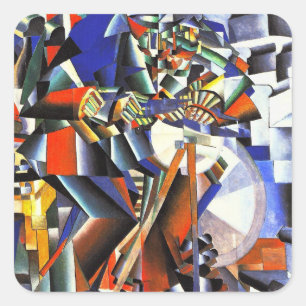 Malevich Kazimir Der Knifegrinder Quadratischer Aufkleber