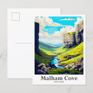 Malham England Kunst Vintage Reise Illustration Postkarte