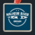 Malheur River Oregon Kayaking Ornament Aus Metall<br><div class="desc">Der Malheur River,  der im Strawberry Mountain Wilderness an den südlichen Hängen der Blauen Berge im Malheur National Forest,  Oregon,  USA fließt südöstlich,  nördlich und nordöstlich,  um an der Schlange in Ontario an der Idaho-Staat-Linie anzuschließen</div>