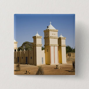 Mali, Bamako. Moschee, Bamako-Djenne-Straße Button