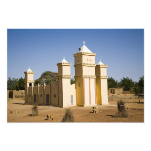 Mali, Bamako. Moschee, Bamako-Djenne-Straße Fotodruck