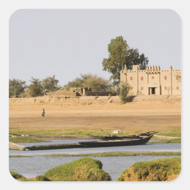 Mali, Djenne. Bani River bei Djenne Quadratischer Aufkleber (Vorderseite)