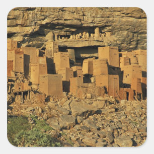 MALI, Dogon Lands. Traditioneller Tellem malian Quadratischer Aufkleber