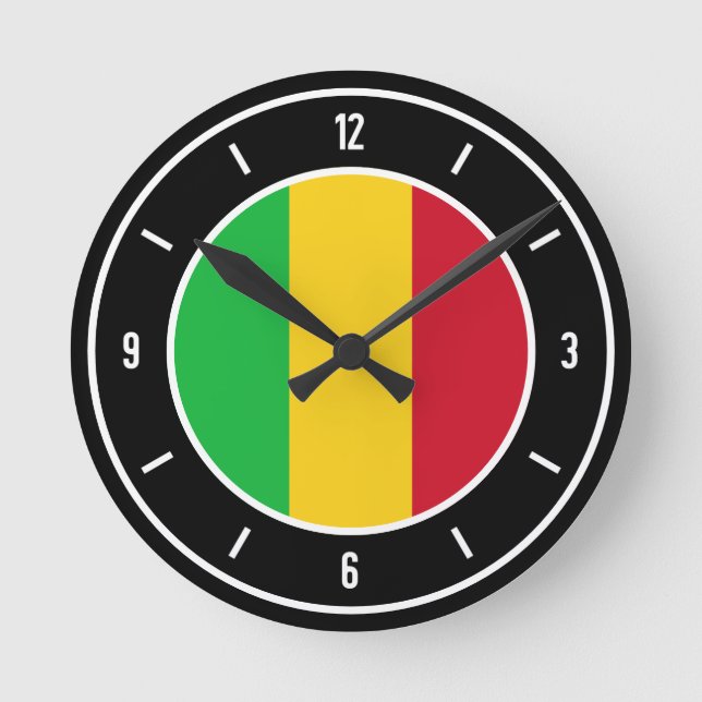 Mali Flag Elegante Runde Wanduhr (Vorderseite)