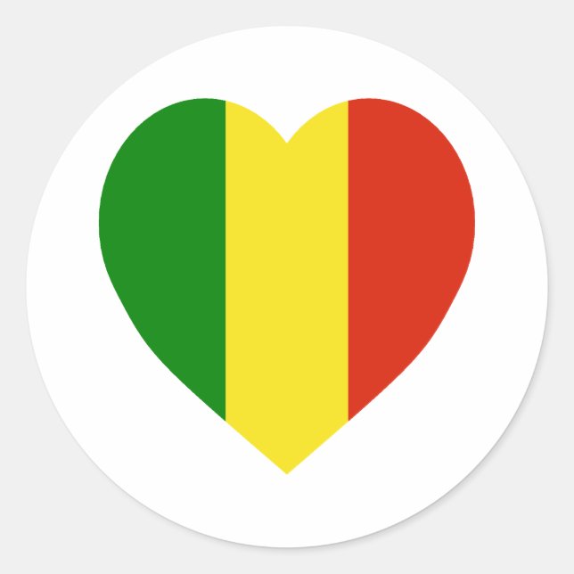Mali Flag Heart Runder Aufkleber (Vorderseite)