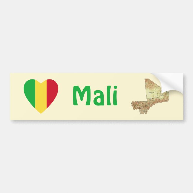 Mali Flag Herz + Karte Autoaufkleber (Vorne)