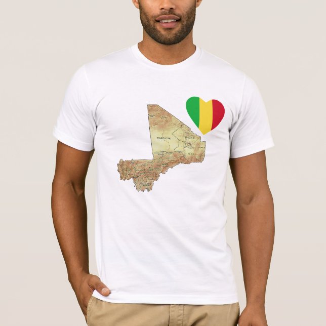 Mali Flag Herz und Karte T - Shirt (Vorderseite)