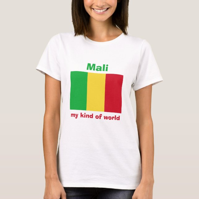 Mali Flag + Karte + Text-T - Shirt (Vorderseite)