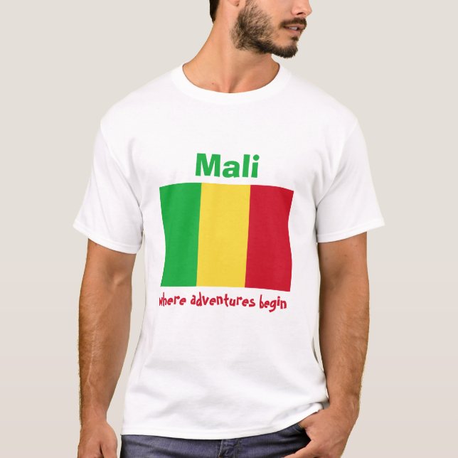 Mali Flag + Karte + Text-T - Shirt (Vorderseite)