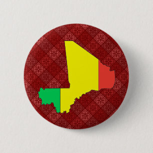 Mali-Flaggen-Karte Größengleich Button