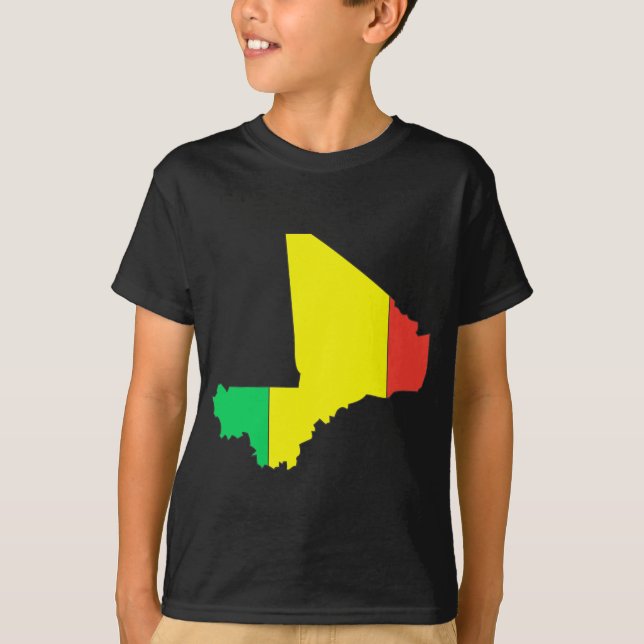 Mali-Flaggenkarte T-Shirt (Vorderseite)