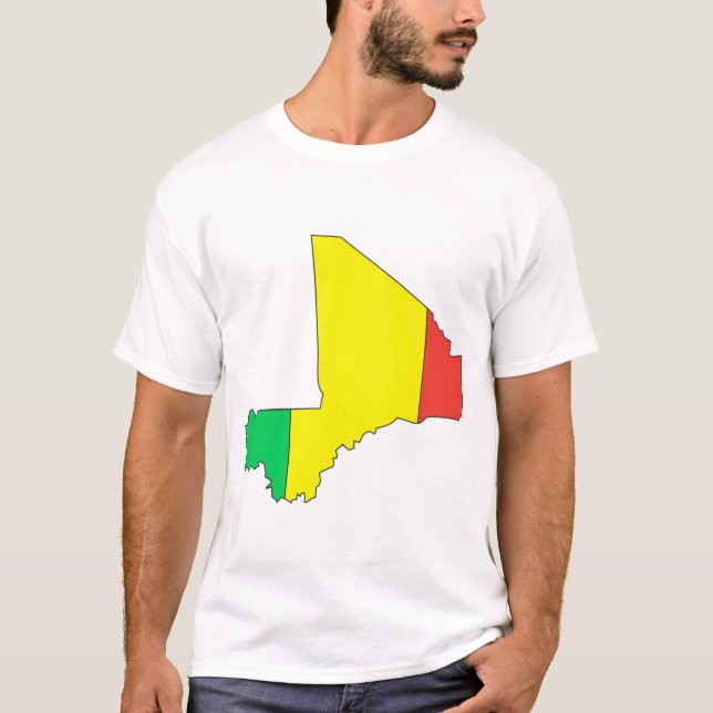 Mali-Flaggenkarte T-Shirt (Vorderseite)
