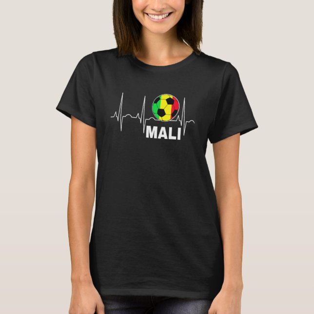 Mali Football Soccer Heartbeat Flag T-Shirt (Vorderseite)