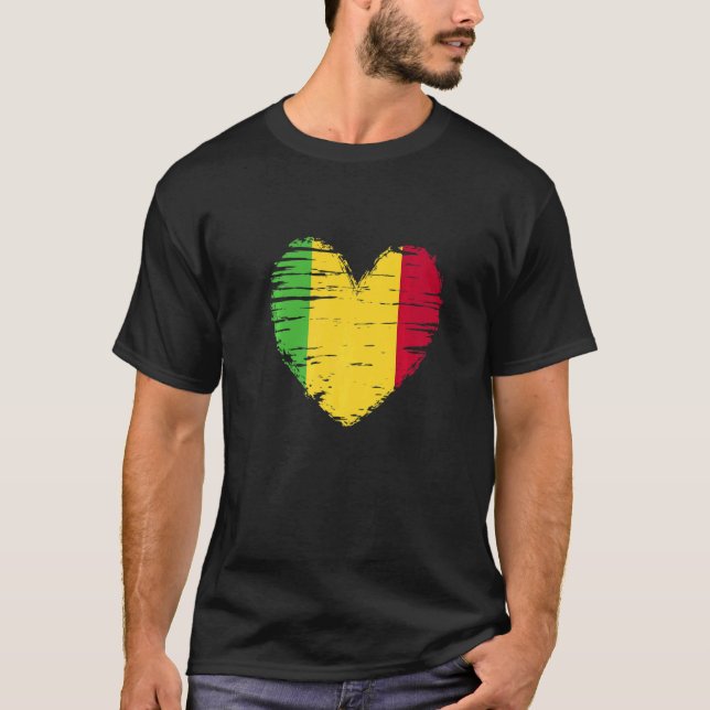 Mali Heart Mali Flag Malischer Preis T-Shirt (Vorderseite)
