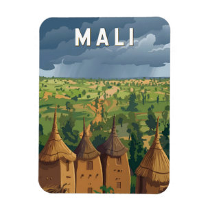Mali Illustration Reise Kunst Vintage Magnet