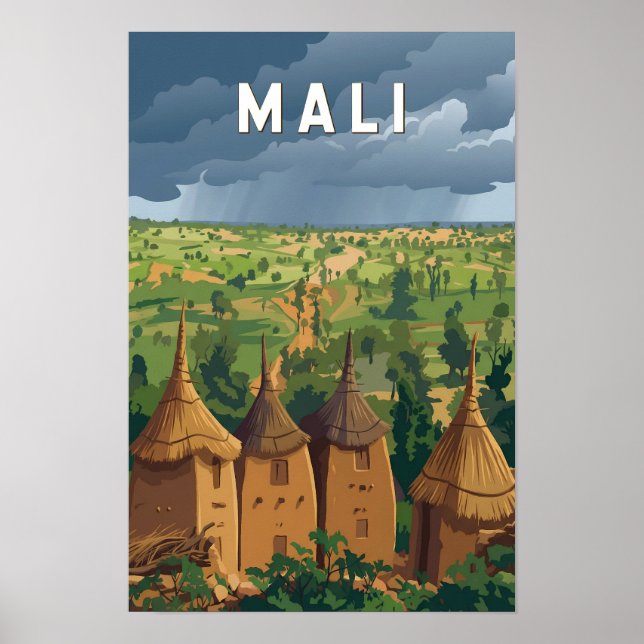 Mali Illustration Reise Kunst Vintage Poster (Vorne)