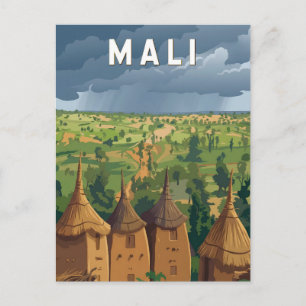 Mali Illustration Reise Kunst Vintage Postkarte