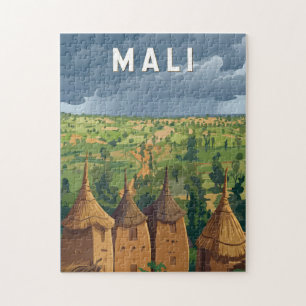 Mali Illustration Reise Kunst Vintage Puzzle