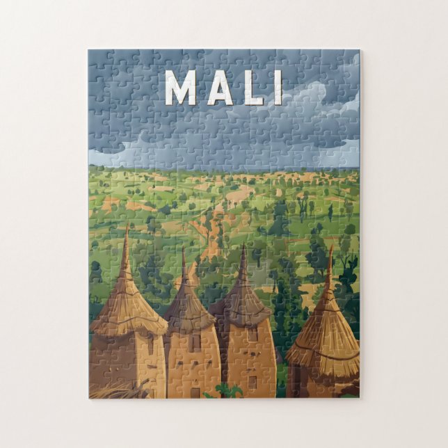 Mali Illustration Reise Kunst Vintage Puzzle (Vertikal)