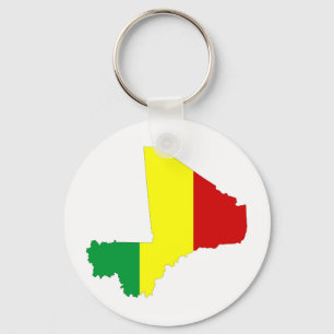 Mali-Landflaggen-Kartenform-Silhouettesymbol Schlüsselanhänger