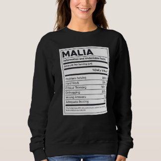 Malia Ernährungsinformation Problem lösen hartes W Sweatshirt