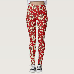 Malia Hibiscus Hawaiian Tropical Floral Leggings