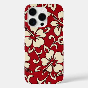 Malia Hibiskus Hawaiian Floral Red and Creme iPhone 16 Pro Hülle