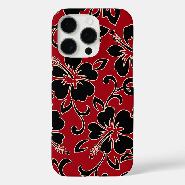 Malia Hibiskus Hawaiian Floral Red und Black Case-Mate iPhone Hülle (Rückseite)