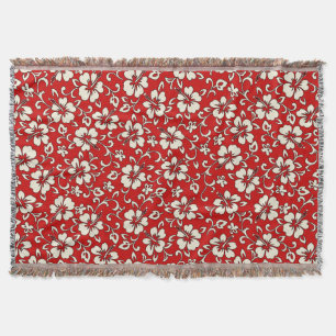 Malia Hibiskus Hawaiian Floral Throw Blanket Decke