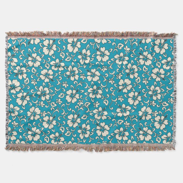 Malia Hibiskus Hawaiian Floral Throw Blanket Decke (Vorderseite)