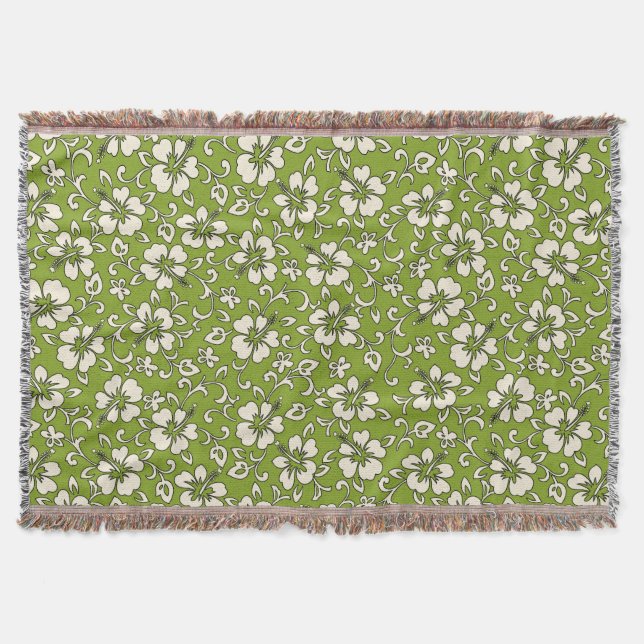 Malia Hibiskus Hawaiian Floral Throw Blanket Decke (Vorderseite)
