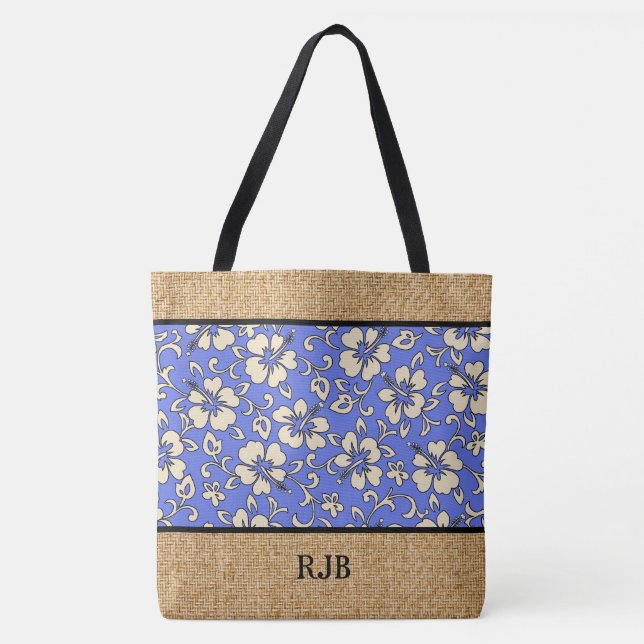 Malia Hibiskus Hawaiian Monogram Beach Bag (Vorderseite)