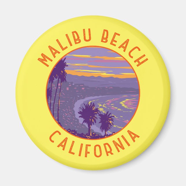 Malibu Beach California Vintage Magnet (Vorne)
