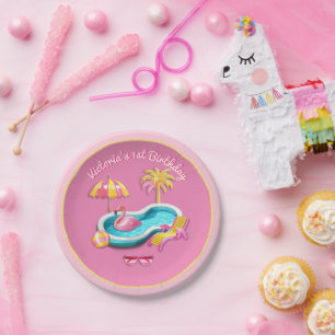 Malibu Beach Doll Retro Birthday Pool Party Pappteller