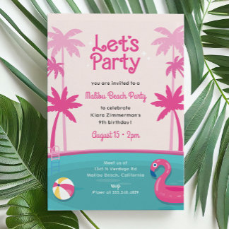 Malibu Beach Doll Summer Pool Party Geburtstag Einladung